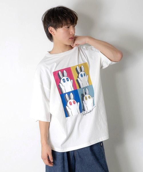 ScoLar Parity(スカラーパリティ)の「362108:間違い探しおばけウサギTシャツ(Tシャツ/カットソー・レディース・パープル/ブラック/オフホワイト・M/S)」の5枚目の写真
