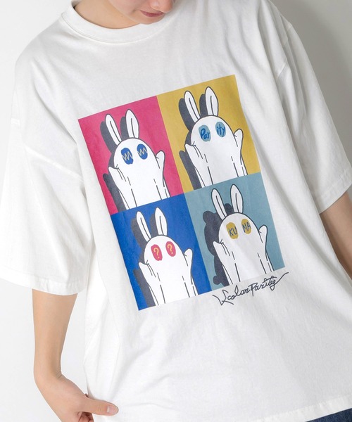 ScoLar Parity(スカラーパリティ)の「362108:間違い探しおばけウサギTシャツ(Tシャツ/カットソー・レディース・パープル/ブラック/オフホワイト・M/S)」の8枚目の写真