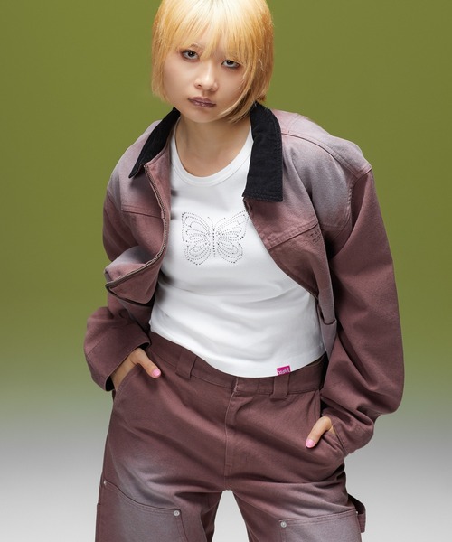 X-girl(エックスガール)の「FADED 2WAY WIDE LEG WORK PANTS(その他パンツ・レディース・チャコール/ブラウン・S/M)」の4枚目の写真