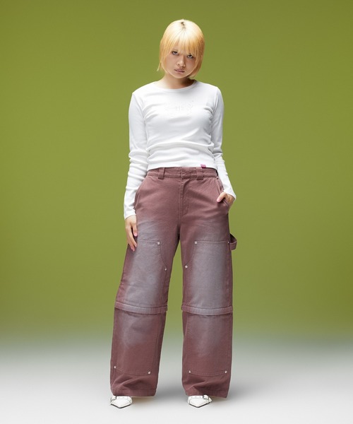 X-girl(エックスガール)の「FADED 2WAY WIDE LEG WORK PANTS(その他パンツ・レディース・チャコール/ブラウン・S/M)」の10枚目の写真