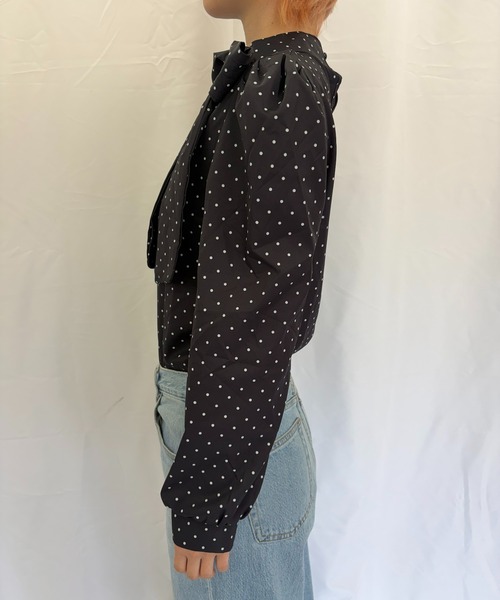 Alite cloth(アリーテクロス)の「ドットリボンハイネックトップス(シャツ/ブラウス・レディース・ホワイト/ブラック・M/S/L)」の12枚目の写真