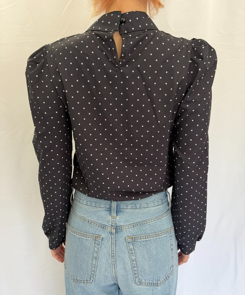 Alite cloth(アリーテクロス)の「ドットリボンハイネックトップス(シャツ/ブラウス・レディース・ホワイト/ブラック・M/S/L)」の13枚目の写真
