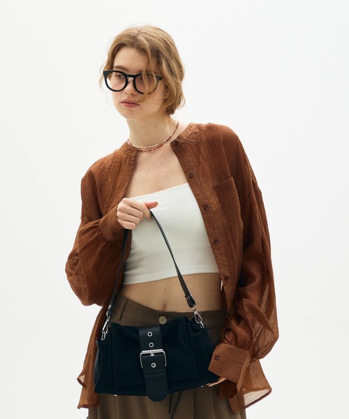 full/fill.(フルフィル)の「front belt square shoulder bag / フロントベルトスクエアショルダーバッグ(ショルダーバッグ・レディース・ブラック/ブラウン・FREE)」の17枚目の写真