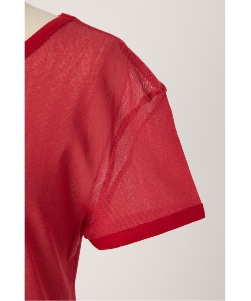 PISCESS（パイシス）の「Cotton Mesh Slim Fit Tシャツ（Tシャツ/カットソー・レディース・ブラウン/イエロー/ホワイト/ピンク/レッド・FREE）」の6枚目の写真