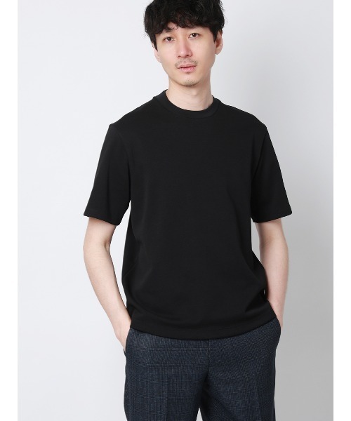 SUIT SQUARE(スーツスクエア)の「オフィT/Tシャツ/半袖/ウォッシャブル/吸水速乾/UVカット/プレーティング鹿の子/無地(Tシャツ/カットソー・メンズ・ブラック/ホワイト・LL/L/M/S/3L)」の2枚目の写真