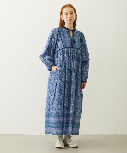 MILKFED.（ミルクフェド）の「PRINTED TASSEL TIE DRESS（ワンピース・レディース・ブラック/レッド/ブルー・ONE SIZE）」の5枚目の写真