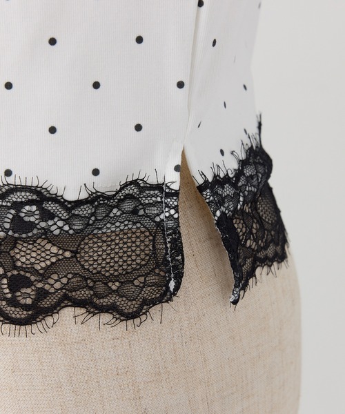 one after another NICE CLAUP（ワンアフターアナザーナイスクラップ）の「【Lace Collection】リボンテレコTee（Tシャツ/カットソー・レディース・ブラック/ピンク/ドット・FREE）」の8枚目の写真