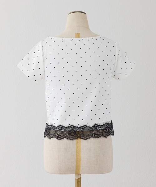 one after another NICE CLAUP（ワンアフターアナザーナイスクラップ）の「【Lace Collection】リボンテレコTee（Tシャツ/カットソー・レディース・ブラック/ピンク/ドット・FREE）」の10枚目の写真