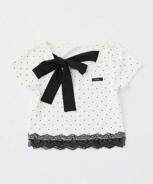 one after another NICE CLAUP（ワンアフターアナザーナイスクラップ）の「【Lace Collection】リボンテレコTee（Tシャツ/カットソー・レディース・ブラック/ピンク/ドット・FREE）」の14枚目の写真