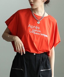 箔プリント接触冷感タックショルダーTシャツ