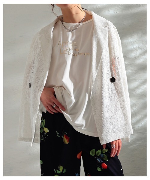 Sawa a la mode(サワアラモード)の「箔プリント接触冷感タックショルダーTシャツ(Tシャツ/カットソー・レディース・オレンジ/オフホワイト/グレー・FREE)」の12枚目の写真