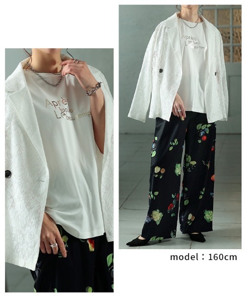 Sawa a la mode(サワアラモード)の「箔プリント接触冷感タックショルダーTシャツ(Tシャツ/カットソー・レディース・オレンジ/オフホワイト/グレー・FREE)」の15枚目の写真