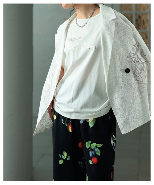 Sawa a la mode(サワアラモード)の「箔プリント接触冷感タックショルダーTシャツ(Tシャツ/カットソー・レディース・オレンジ/オフホワイト/グレー・FREE)」の16枚目の写真