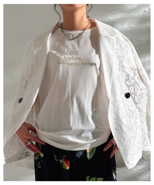Sawa a la mode(サワアラモード)の「箔プリント接触冷感タックショルダーTシャツ(Tシャツ/カットソー・レディース・オレンジ/オフホワイト/グレー・FREE)」の18枚目の写真