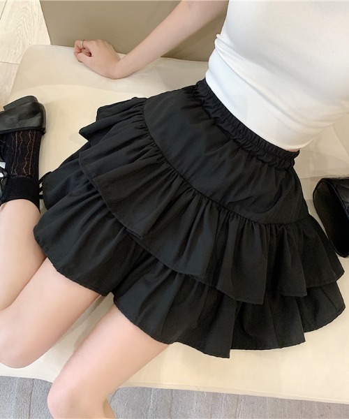 LUCPY(ラクピー)の「ボリュームティアードフリルミニスカート(スカート・レディース・ブラック/ホワイト・X-LARGE/LARGE/MEDIUM/SMALL)」の3枚目の写真