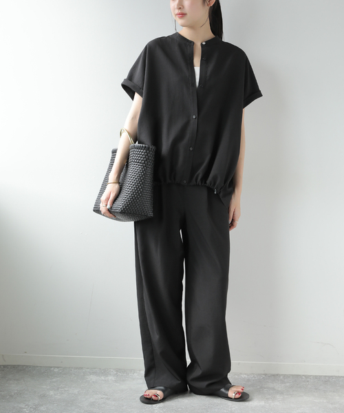 JOURNAL STANDARD relume（ジャーナルスタンダード　レリューム）の「《WEB限定》［2点セット］タンブラーバンドカラーセットアップ（その他パンツ・レディース・ブラック/ネイビー・38/36）」の3枚目の写真
