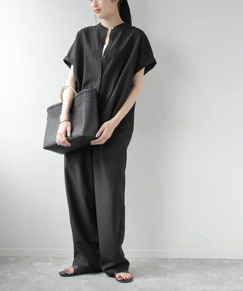 JOURNAL STANDARD relume（ジャーナルスタンダード　レリューム）の「《WEB限定》［2点セット］タンブラーバンドカラーセットアップ（その他パンツ・レディース・ブラック/ネイビー・38/36）」の5枚目の写真