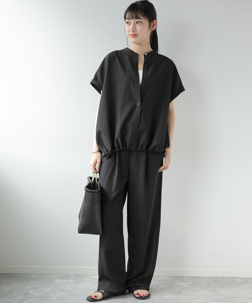 JOURNAL STANDARD relume（ジャーナルスタンダード　レリューム）の「《WEB限定》［2点セット］タンブラーバンドカラーセットアップ（その他パンツ・レディース・ブラック/ネイビー・38/36）」の6枚目の写真