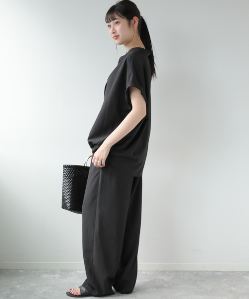 JOURNAL STANDARD relume（ジャーナルスタンダード　レリューム）の「《WEB限定》［2点セット］タンブラーバンドカラーセットアップ（その他パンツ・レディース・ブラック/ネイビー・38/36）」の7枚目の写真