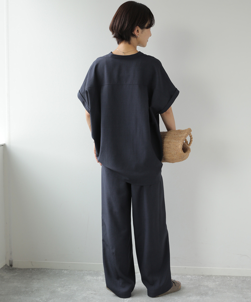 JOURNAL STANDARD relume（ジャーナルスタンダード　レリューム）の「《WEB限定》［2点セット］タンブラーバンドカラーセットアップ（その他パンツ・レディース・ブラック/ネイビー・38/36）」の12枚目の写真