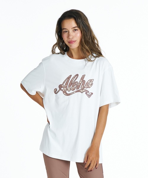 ROXY(ロキシー)の「ROXY HIBISCUS COVE TEE ラッシュTシャツ /UVカット/EASY DRY 【2026年夏モデル】/ロキシー半袖ラッシュガードTシャツ(水着)(Tシャツ/カットソー・レディース・ブラック/ホワイト/ナチュラル・LARGE/MEDIUM/SMALL)」の2枚目の写真