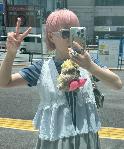 Alley Tokyo(アリートーキョー)の「フリフリリボンノースリブラウス(シャツ/ブラウス・レディース・オフホワイト/イエロー/サックスブルー・FREE)」の15枚目の写真