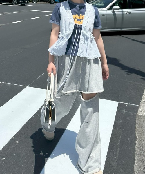 Alley Tokyo(アリートーキョー)の「フリフリリボンノースリブラウス(シャツ/ブラウス・レディース・オフホワイト/イエロー/サックスブルー・FREE)」の9枚目の写真