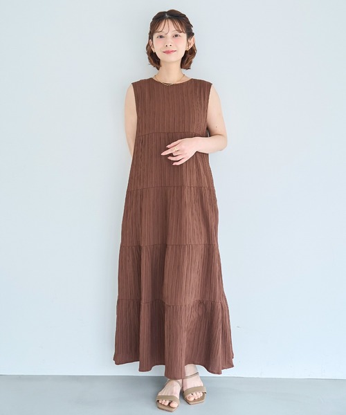 mil(ミル)の「ノースリーブ ティアードワンピース【587229】(ワンピース・レディース・ブラウン/ブラウン系/ブラック・S/XS)」の12枚目の写真