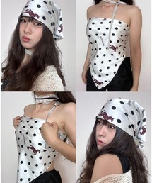 Ritzy（リッツィー）の「2WAY ホース×ドット柄 サテンスカーフ チューブトップ トップス（バンダナ/スカーフ）」