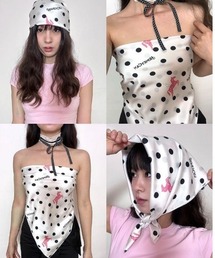 Ritzy（リッツィー）の「2WAY ホース×ドット柄 サテンスカーフ チューブトップ トップス（バンダナ/スカーフ）」