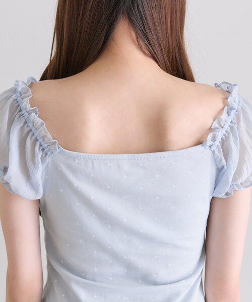 OLIVE des OLIVE(オリーブデオリーブ)の「リボンレイヤードトップス(Tシャツ/カットソー・レディース・サックスブルー/オフホワイト/ブラック・FREE)」の8枚目の写真
