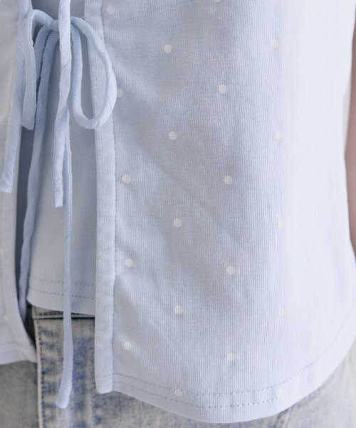 OLIVE des OLIVE(オリーブデオリーブ)の「リボンレイヤードトップス(Tシャツ/カットソー・レディース・サックスブルー/オフホワイト/ブラック・FREE)」の12枚目の写真