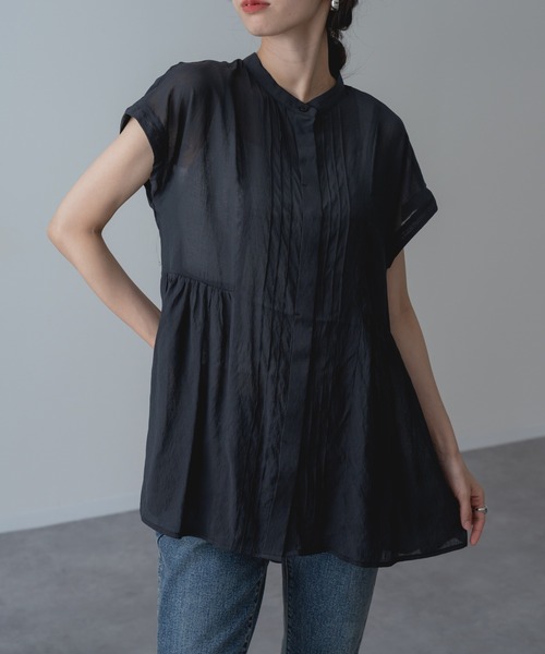 refinedworks(リファインドワークス)の「【refinedworks】チュニック 丈の フレンチ タック ブラウス(シャツ/ブラウス・レディース・キャメル/チャコールグレー・FREE)」の11枚目の写真