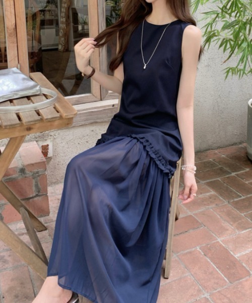 Aelina(エリナ)の「異素材切り替えノースリーブワンピース(ワンピース・レディース・オフホワイト/ネイビー・FREE)」の20枚目の写真