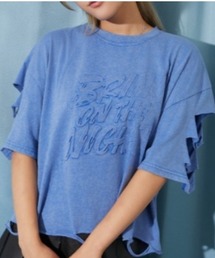 《ダメージ加工・抜け感》エンボスロゴTシャツ／ストリート×モード／春夏／全3色