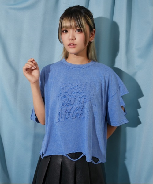 GORGE(ゴージ)の「《ダメージ加工・抜け感》エンボスロゴTシャツ/ストリート×モード/春夏/全3色(Tシャツ/カットソー・レディース・ピンク/チャコール/ブルー・F)」の13枚目の写真