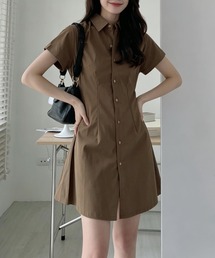 シングルブレストシャツワンピース