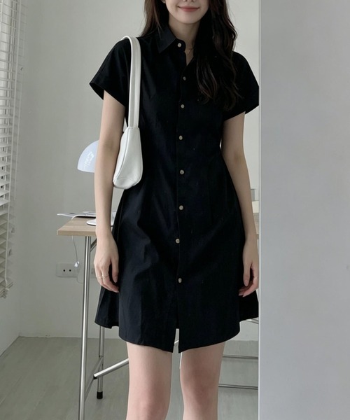 FAVORITO（ファヴォリート）の「シングルブレストシャツワンピース（シャツワンピース・レディース・ブラック/ベージュ/ブラウン/ライトベージュ・F）」の2枚目の写真