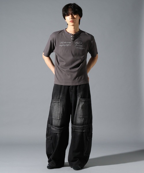LAND MUSEUM(ランドミュージアム)の「LAND MUSEUM/デニムバレルカーゴパンツ(カーゴパンツ・メンズ・ブラック/ブルー・LARGE/MEDIUM)」の3枚目の写真