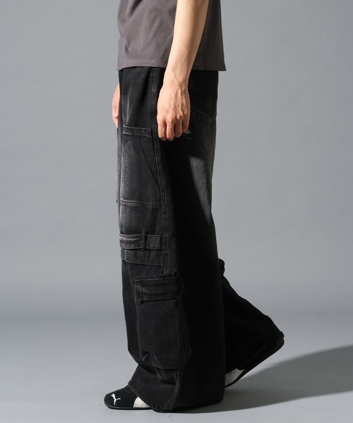 LAND MUSEUM(ランドミュージアム)の「LAND MUSEUM/デニムバレルカーゴパンツ(カーゴパンツ・メンズ・ブラック/ブルー・LARGE/MEDIUM)」の7枚目の写真