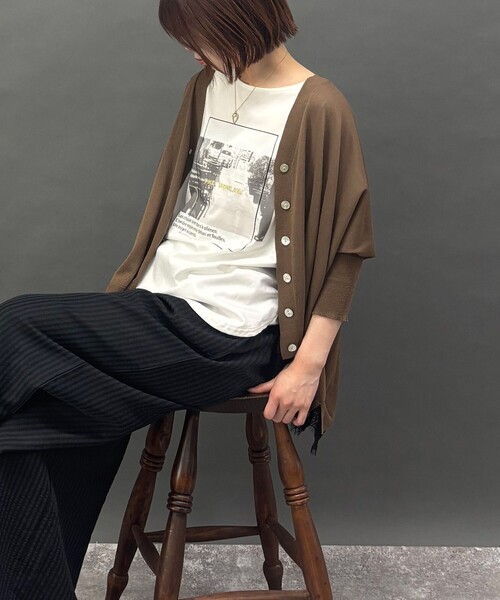 NICOLE white(ニコルホワイト)の「裾レースシアーニットカーディガン(カーディガン/ボレロ・レディース・ライトグレー/ブラウン/ブラック・FREE)」の7枚目の写真