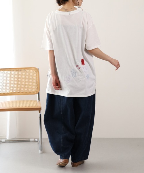 FUNALIVE(ファンアライブ)の「メンだこ刺繍 多ポケットプルオーバー 半袖(Tシャツ/カットソー・レディース・オフホワイト/ミント・L/M)」の10枚目の写真