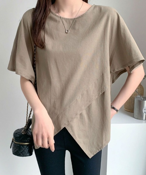 2ly2(トゥーリートゥー)の「アシンメトリーヘム ゆったりカットソー(Tシャツ/カットソー・レディース・ブラック/キャメル/カーキ・FREE)」の11枚目の写真
