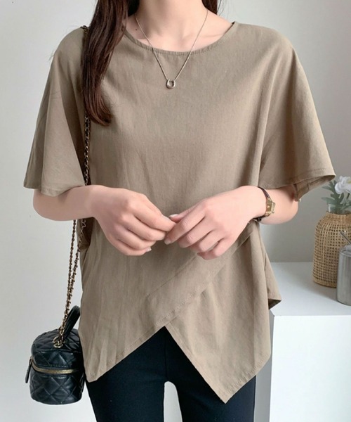 2ly2(トゥーリートゥー)の「アシンメトリーヘム ゆったりカットソー(Tシャツ/カットソー・レディース・ブラック/キャメル/カーキ・FREE)」の14枚目の写真