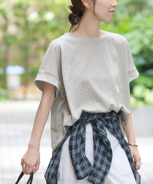 JOURNAL STANDARD relume(ジャーナルスタンダード レリューム)の「《追加3》オーガニックコットン汗染み防止2WAY TEE(Tシャツ/カットソー・レディース・ブラック系その他/ライトグレー/ホワイト/グレー・FREE)」の2枚目の写真
