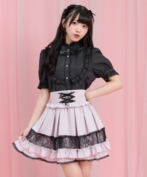 Secret Honey（シークレットハニー）の「透かしレース切替スカート（スカート・レディース・ブラック/ラベンダー・MEDIUM）」の2枚目の写真