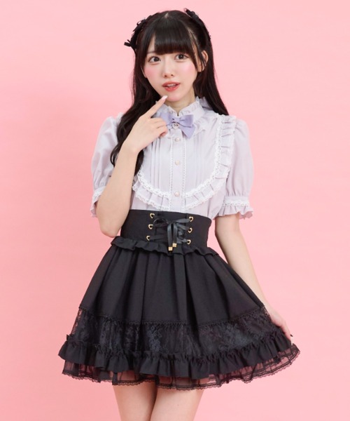 Secret Honey（シークレットハニー）の「透かしレース切替スカート（スカート・レディース・ブラック/ラベンダー・MEDIUM）」の6枚目の写真
