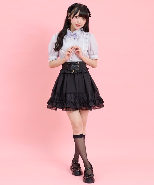 Secret Honey（シークレットハニー）の「透かしレース切替スカート（スカート・レディース・ブラック/ラベンダー・MEDIUM）」の5枚目の写真
