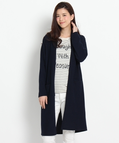 SHOO・LA・RUE（シューラルー）の「Wフェイスロングカーディガン（カーディガン/ボレロ・レディース・ブラック/グレー/ブルー/グリーン/ベージュ/ホワイト・03/02）」の9枚目の写真