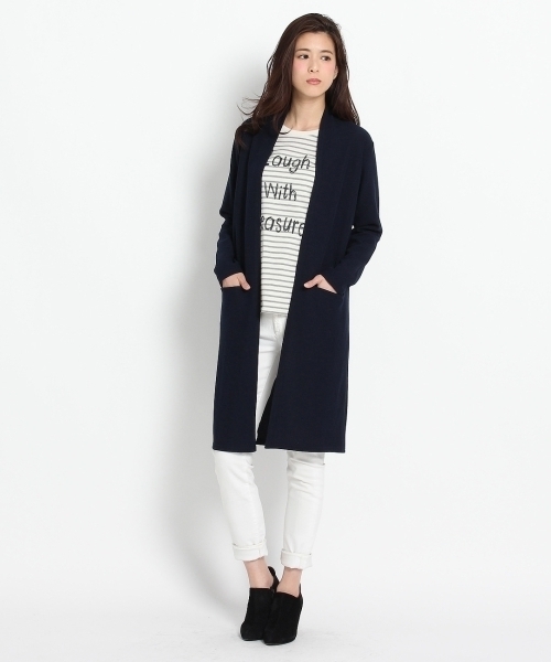 SHOO・LA・RUE（シューラルー）の「Wフェイスロングカーディガン（カーディガン/ボレロ・レディース・ブラック/グレー/ブルー/グリーン/ベージュ/ホワイト・03/02）」の8枚目の写真